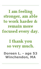 Doreen L is feeling stronger and more focused
